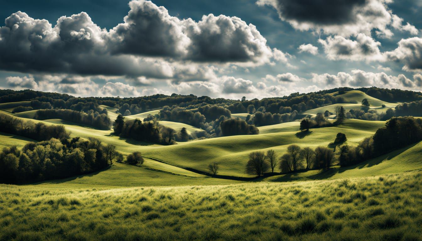 Vibrant Gingham Landscape in Hyperrealistic Detail