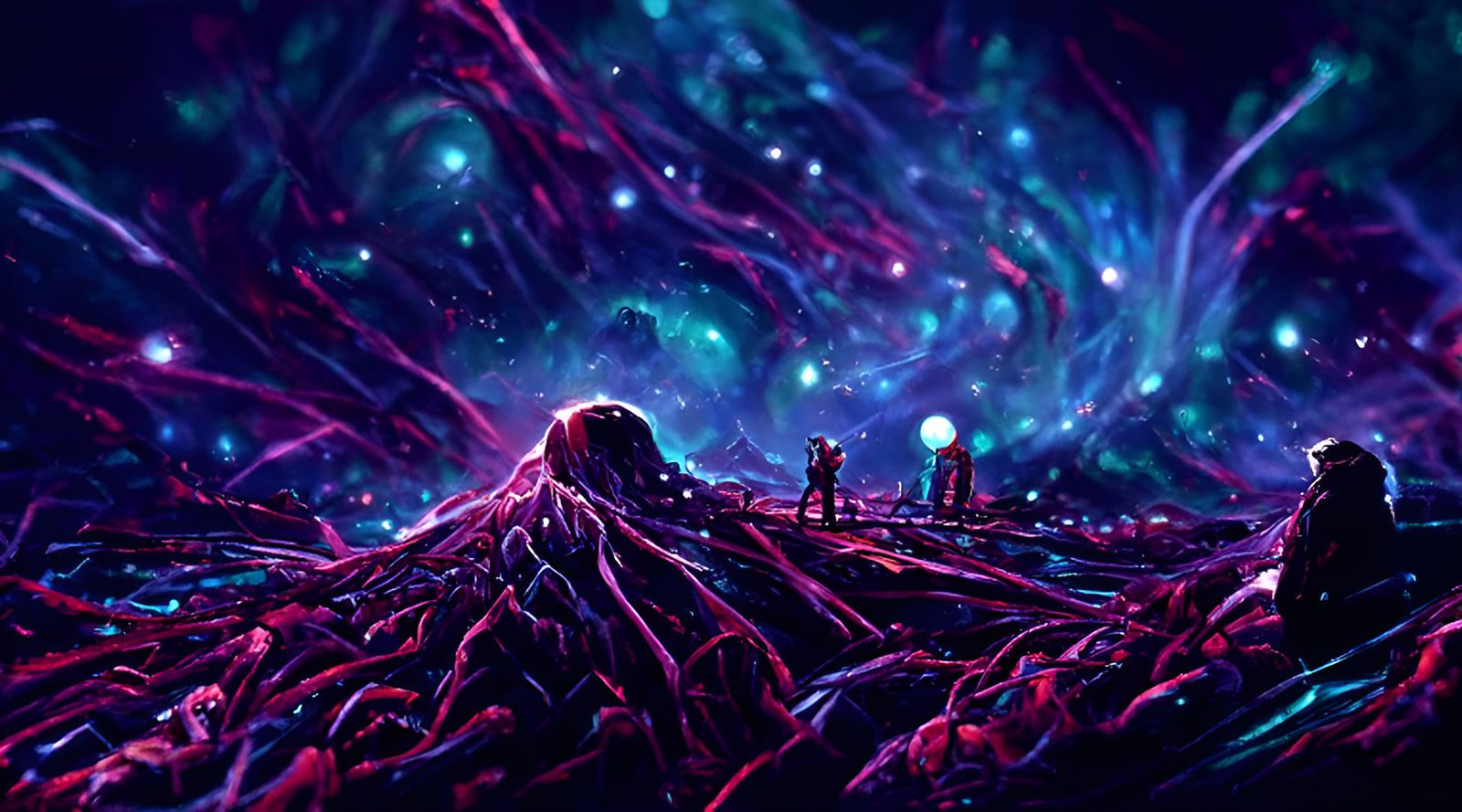 Cosmic Crystal Landscape in Expressionist Style