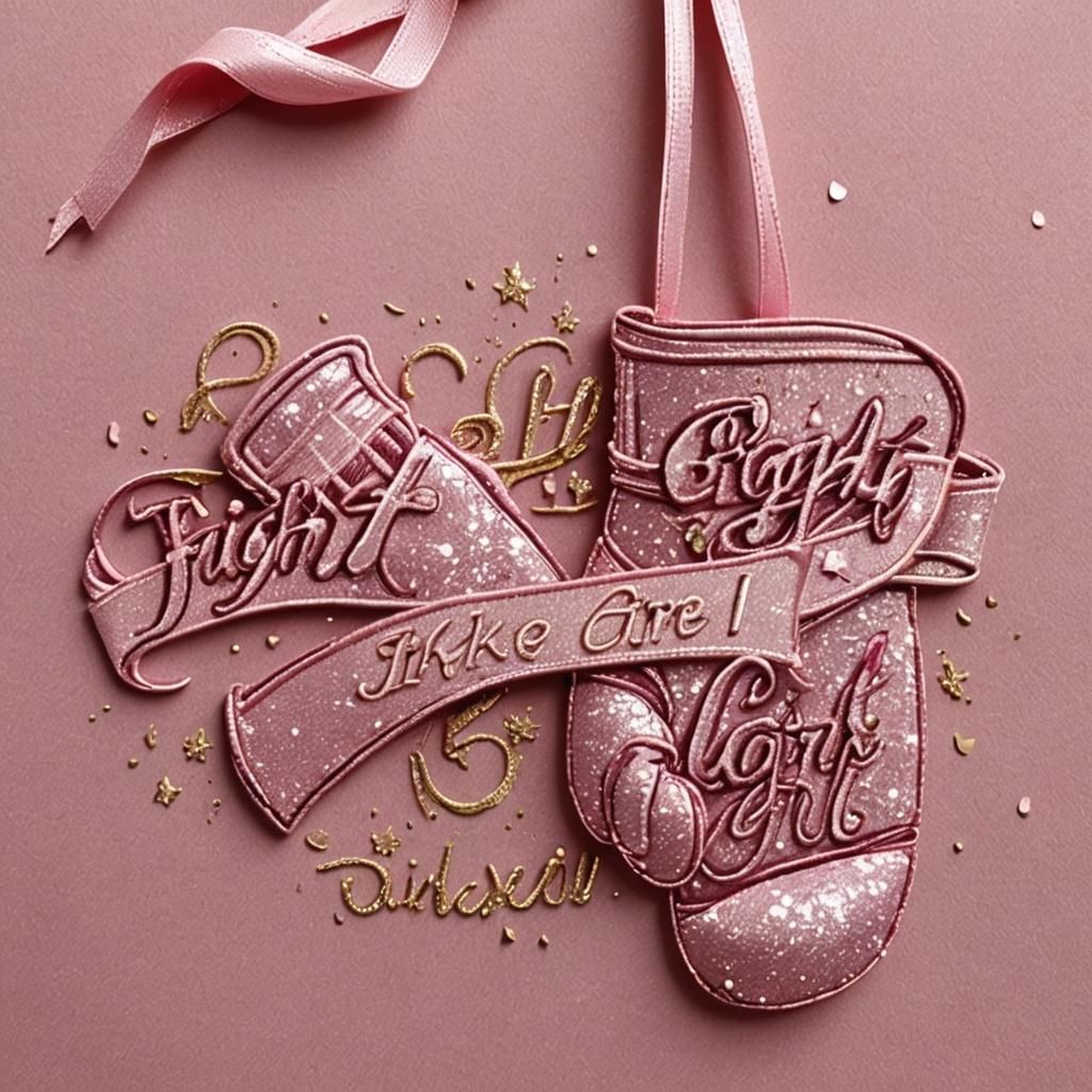 Sparkle Dust Ribbon Embroidery With Boxing Gloves