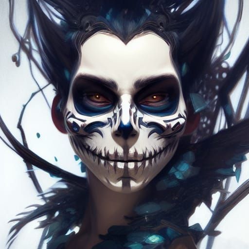 Hyperdetailed Portrait of Jack Skellington in Art Nouveau St...