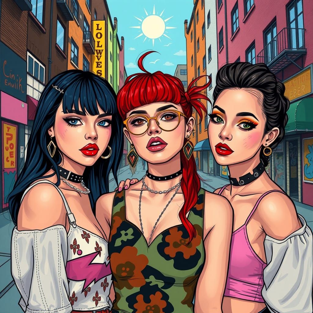 Urban Goddesses in Vibrant Attire