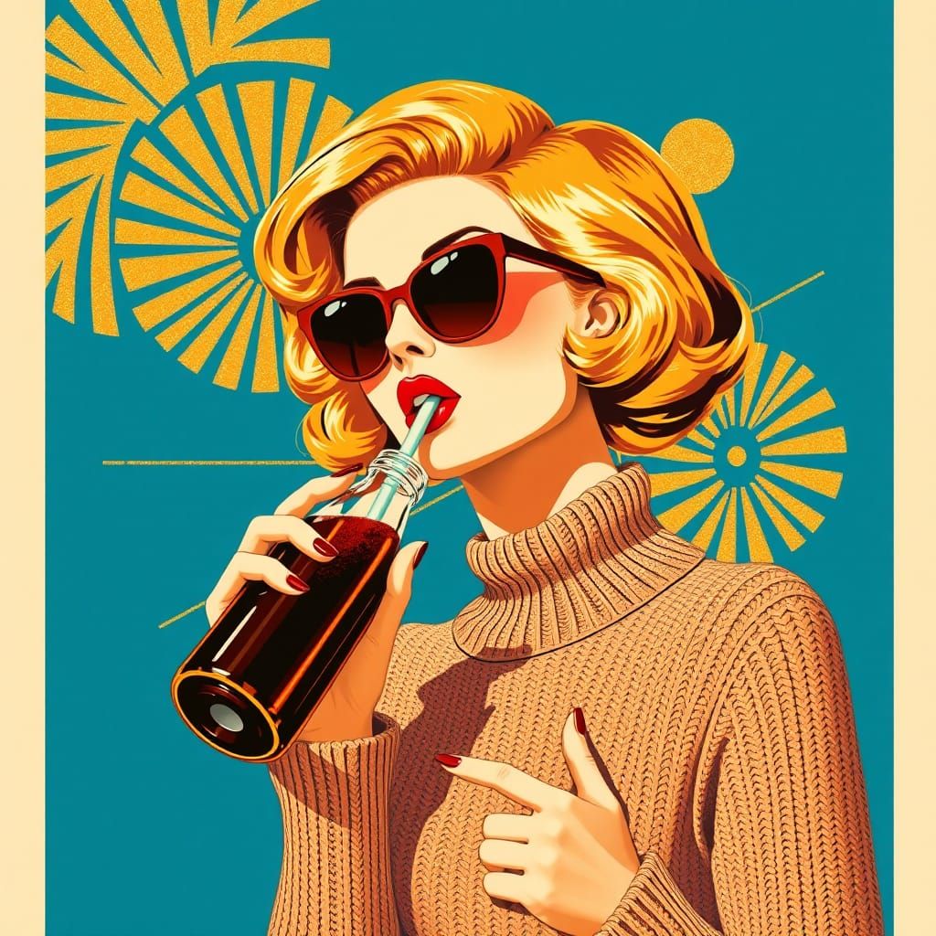 Retro Poster of Woman with Soda