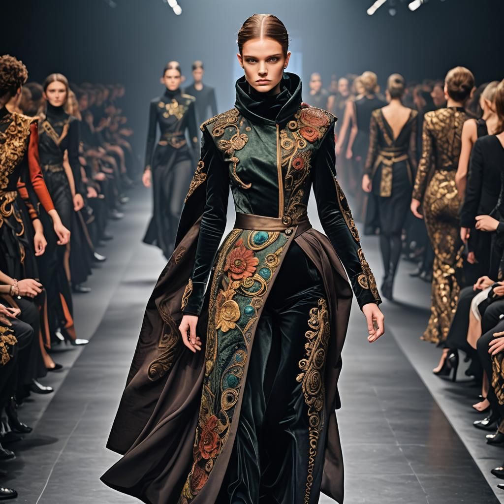 Futuristic Asymmetric Costumes on Catwalk