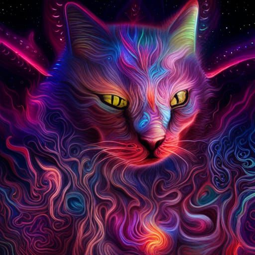 Fantasy Demon Cat in Asian Myth Style