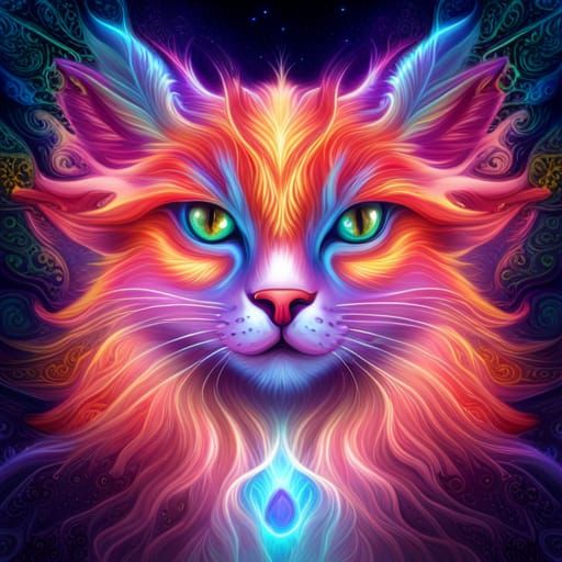 Fantasy Demon Cat in Asian Myth Style