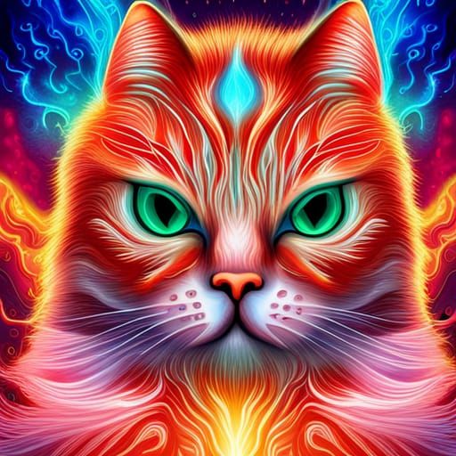 Fantasy Demon Cat in Astral Illustration