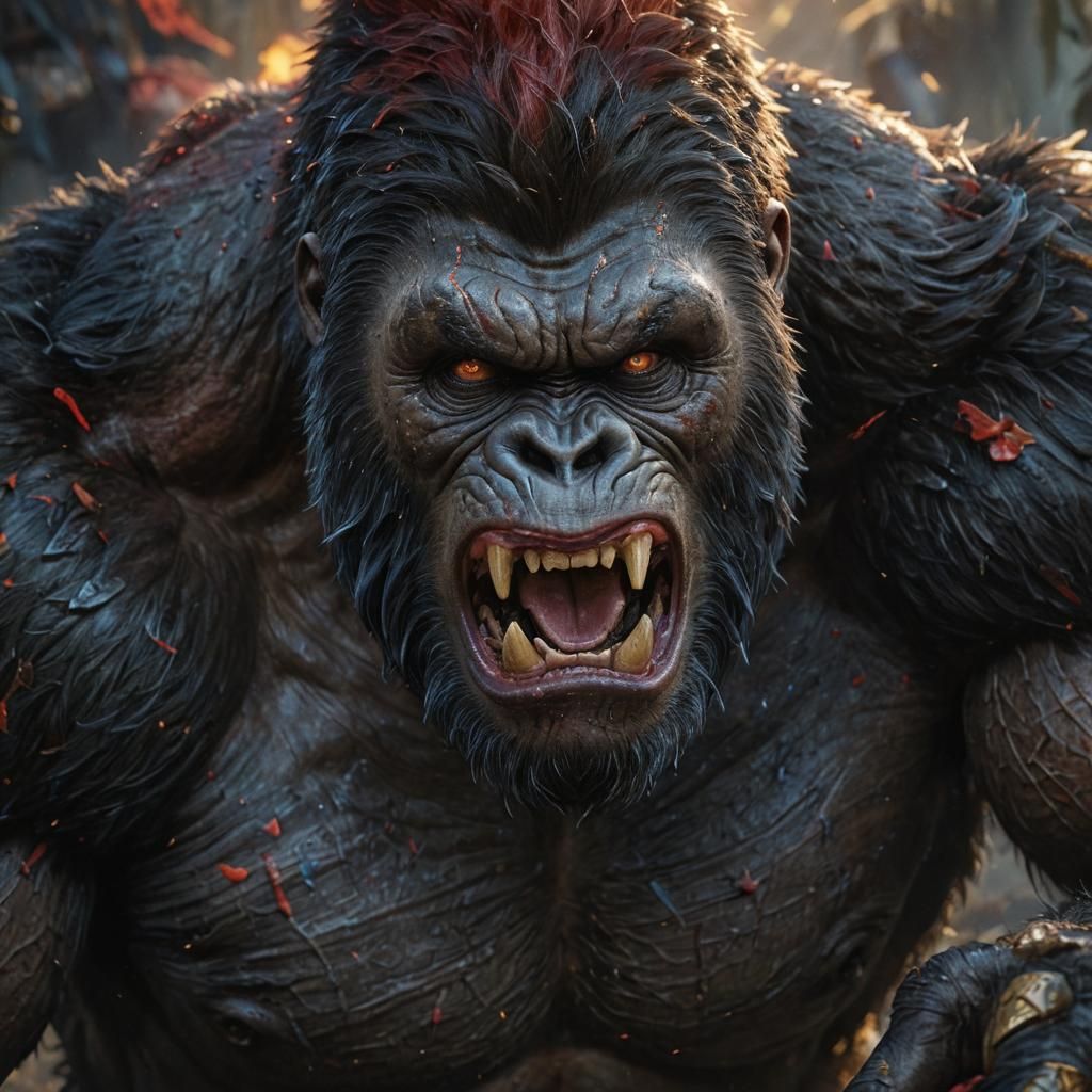 Enraged Gorilla in War, Fantasy Concept Art