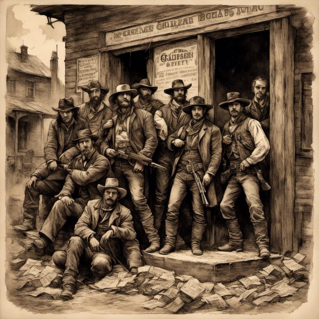 Western Bank Heist with Vintage Film Look