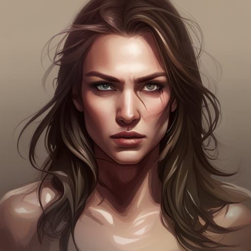 Detailed Portrait of Girl with Piercings and Scars