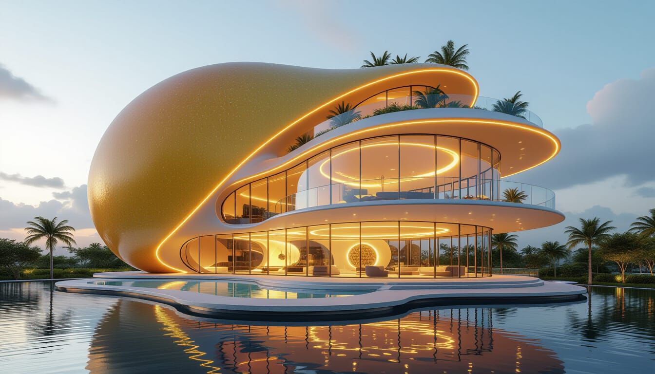 Futuristic Mango House with Floating Terraces