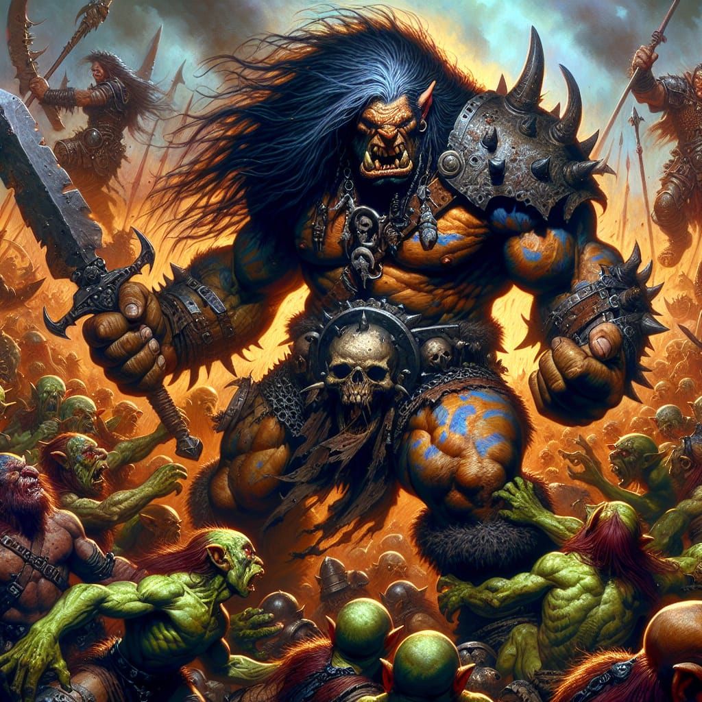 Barbarian Beats Goblin Army in Photorealistic Detail