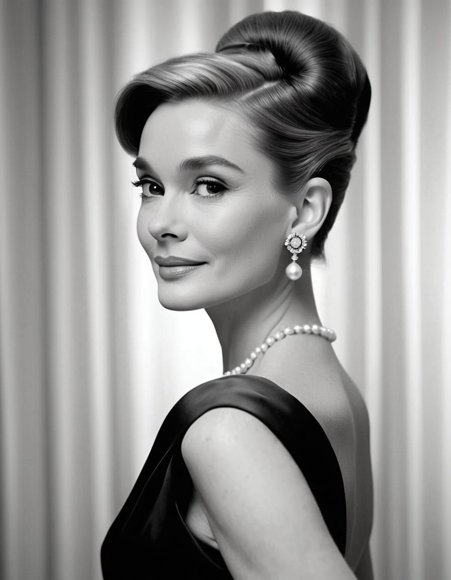 Elegant 1950s Hollywood Icon in Black and White