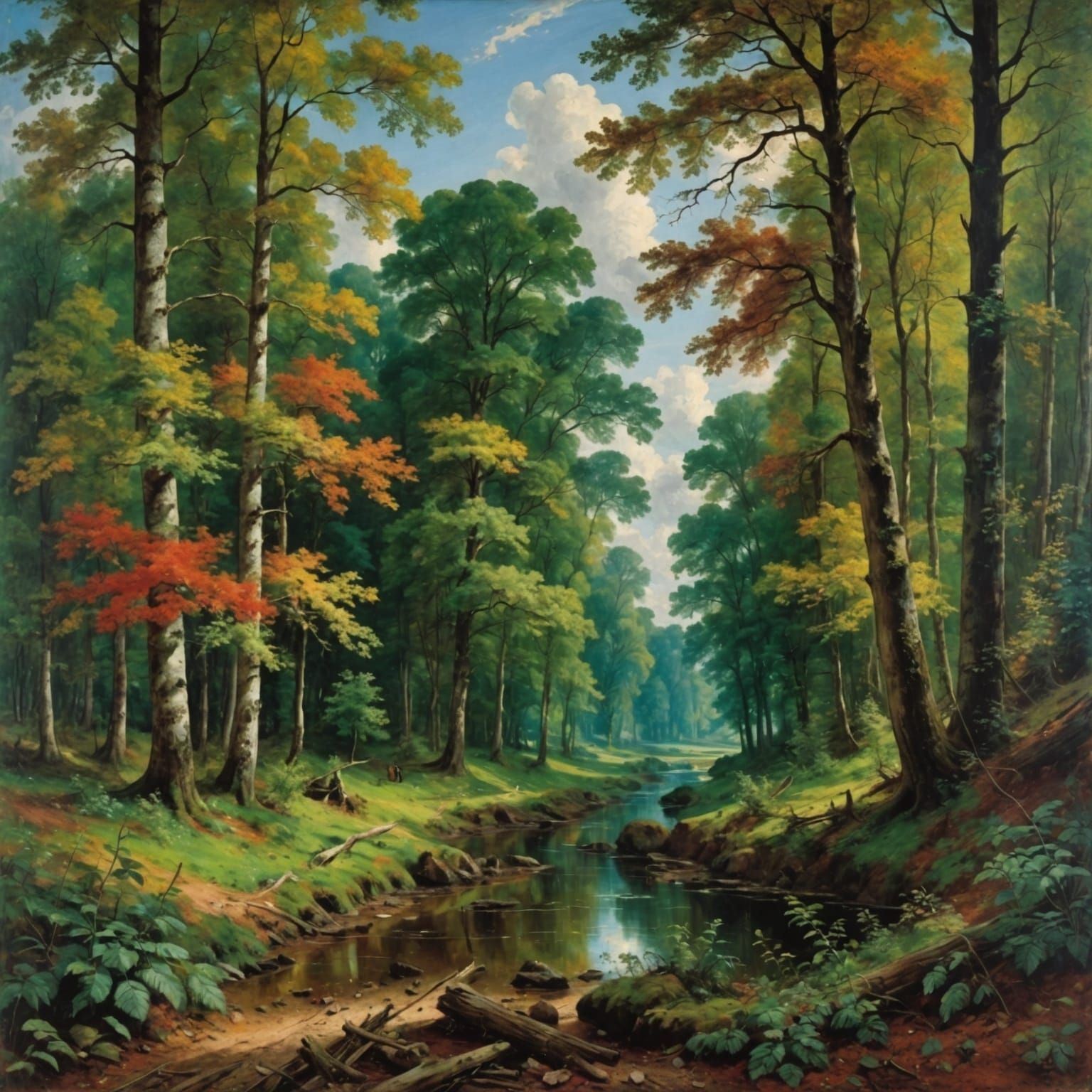 Vibrant Forest Landscape with Saturated Colors