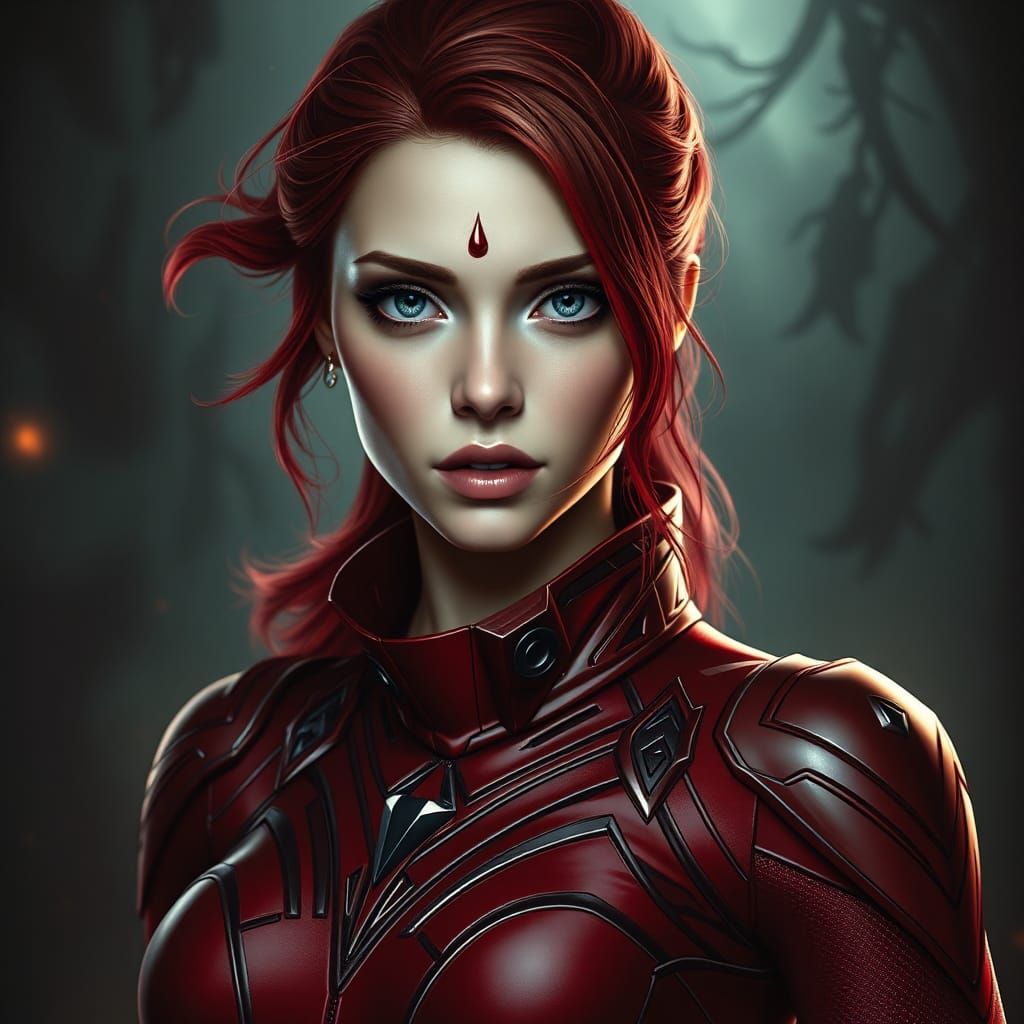 Crimson Superheroine with Blood Magic Mystique