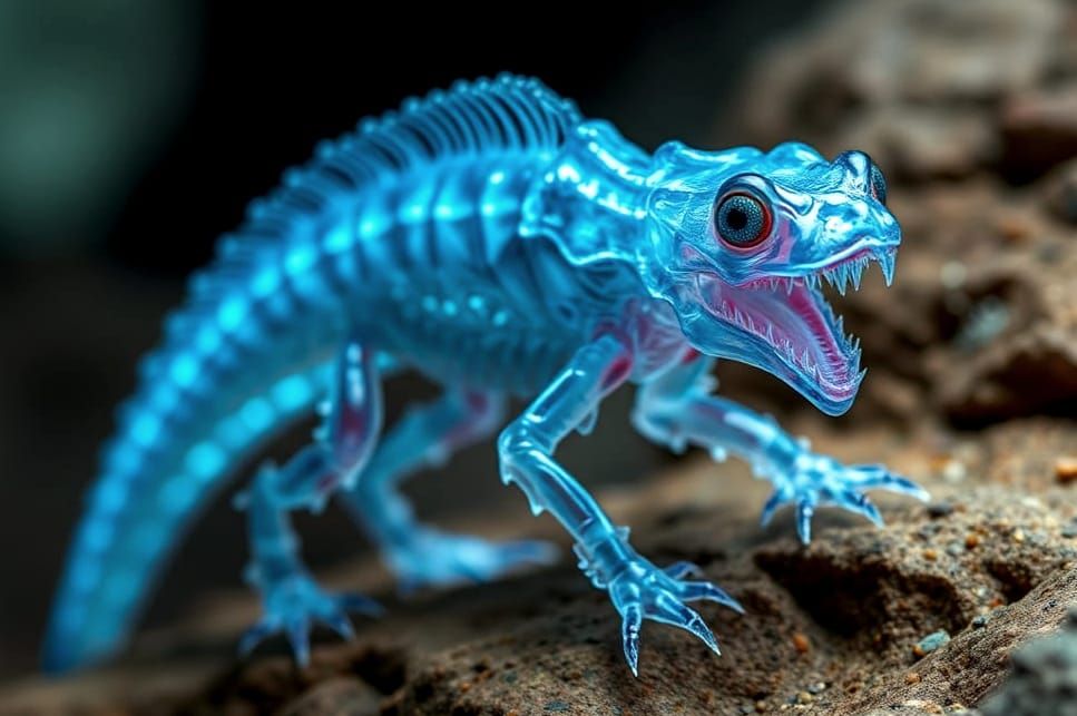 Xenomorphic Blue Creature in Sci-Fi Style