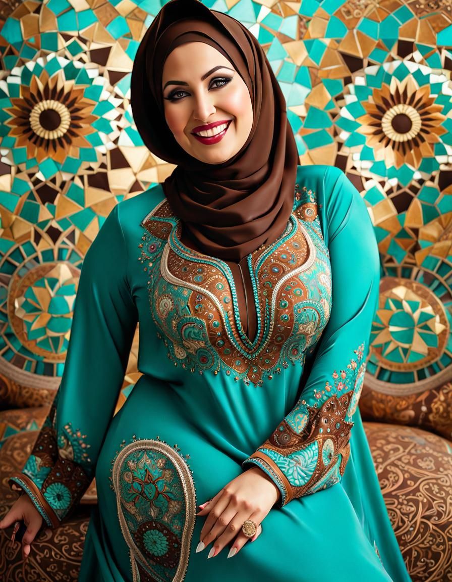 Psychedelic Mosaic Portrait of a Curvy Woman