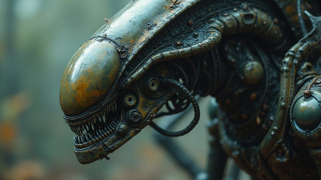 Xenomorph Twins: Dark Surreal Biomechanical Art