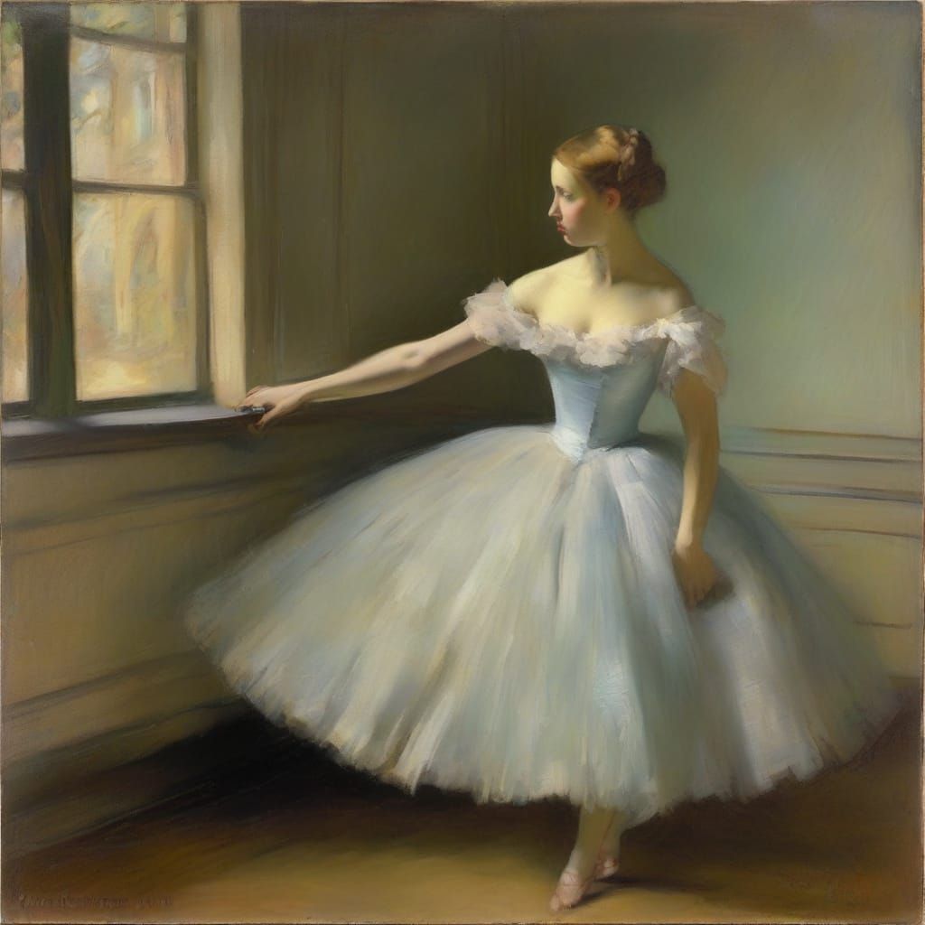 Ballerina in Moonlight: A 19th-Century Oil Painting