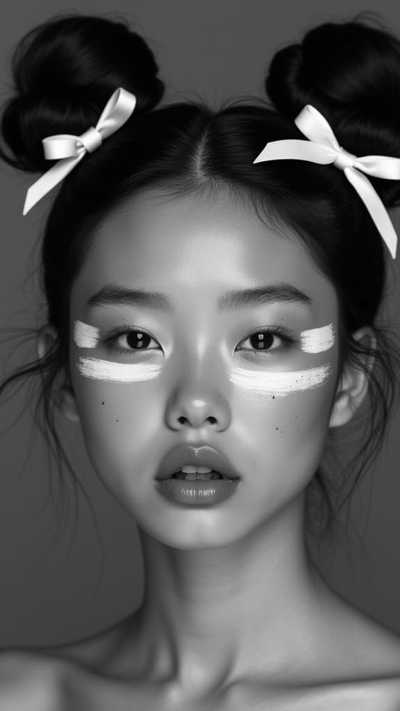 High-Fashion Portrait with Bold Minimalist Makeup