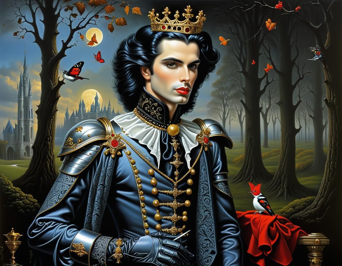 Gothic Prince in Style of Michael Cheval