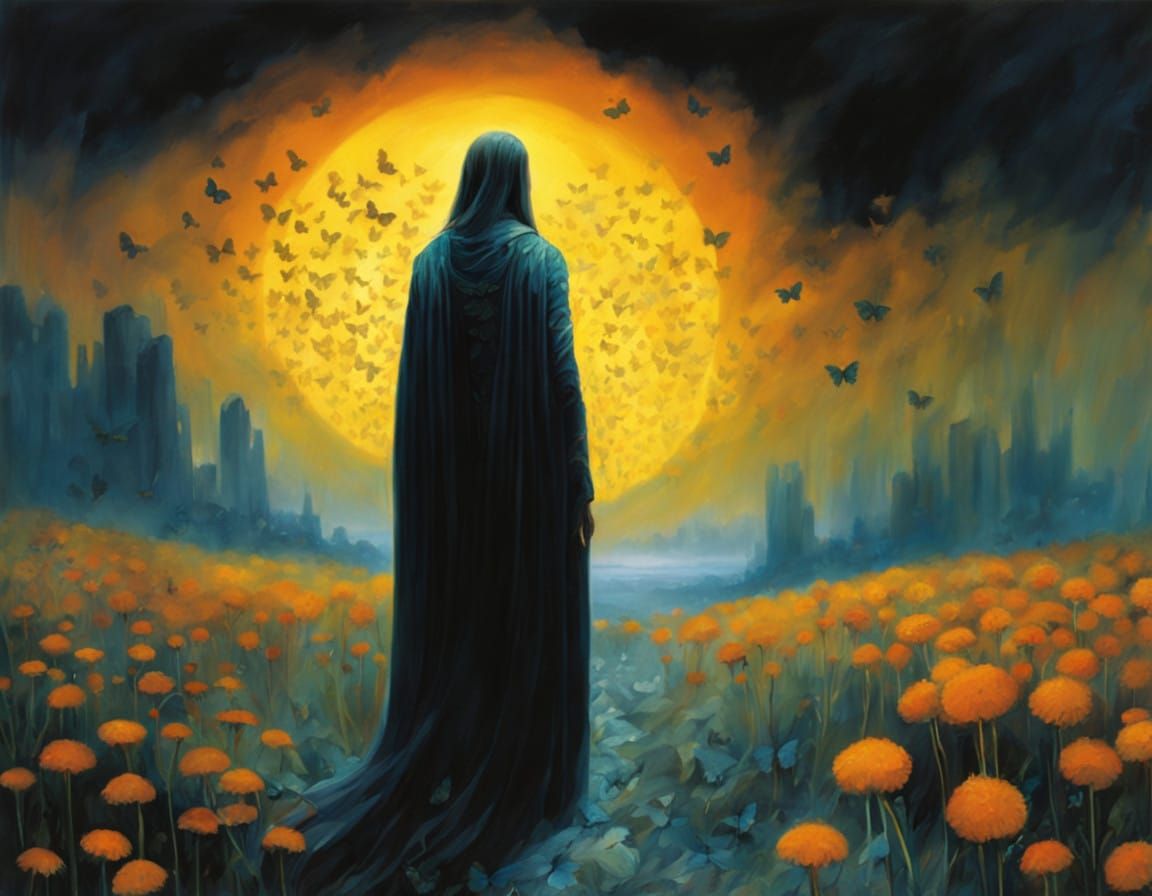 Ethereal Encounter: Light and Darkness Entwined in a Hauntin...