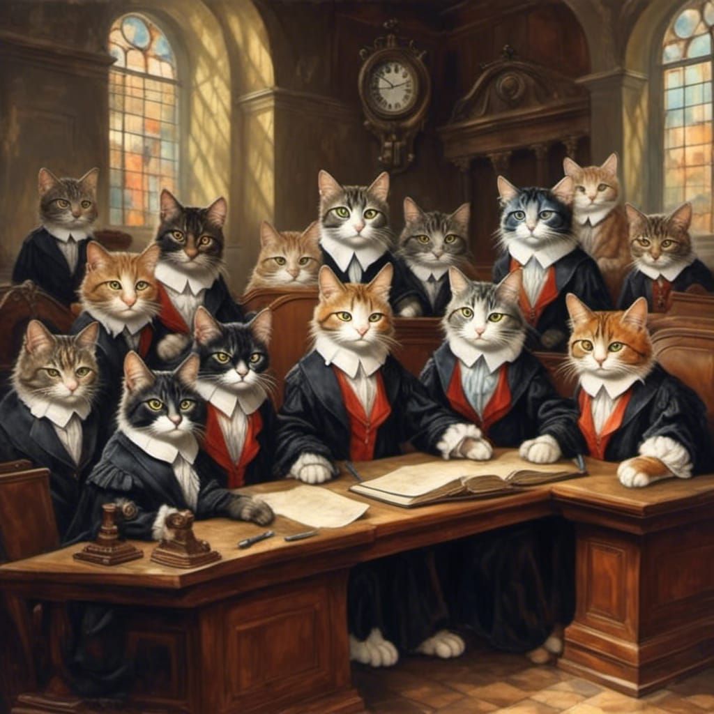 Anthropomorphic Cats as Lawyers in Court