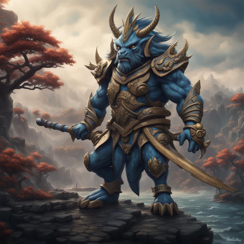 Fantastical Bipedal Samurott Concept Art