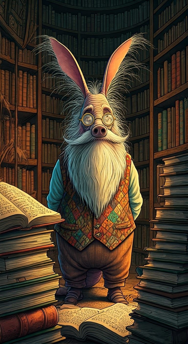 Aardvark Librarian in 3D Cartoon Style