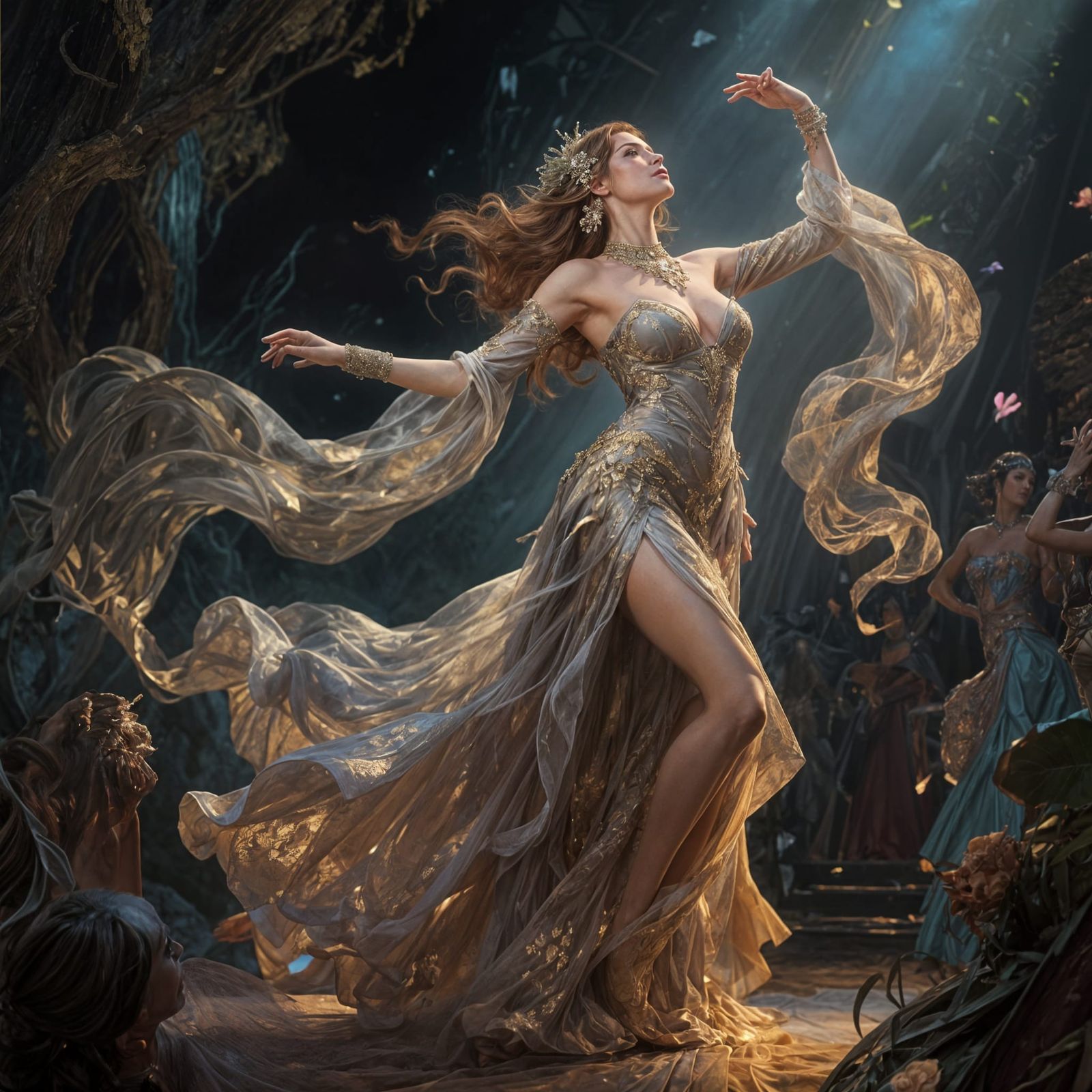 Sensual Fantasy Illustration of a Woman in a Gorgeous Gown