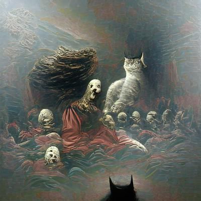 Death Metal Album Cover of Cat in Horror Style