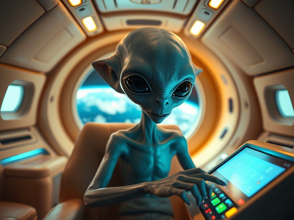 Luxurious Spacecraft Interior in Warm Ambient Lighting