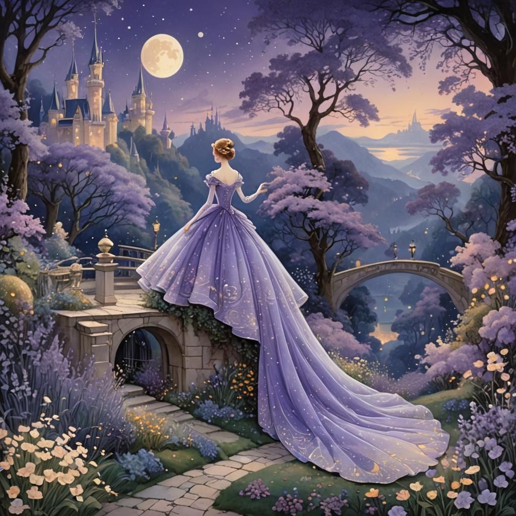 Enchanted Violet Garden Princess in Fairytale Style