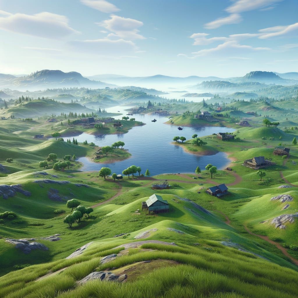 Vibrant Island Terrain Wallpaper Inspired by Battle Royale G...