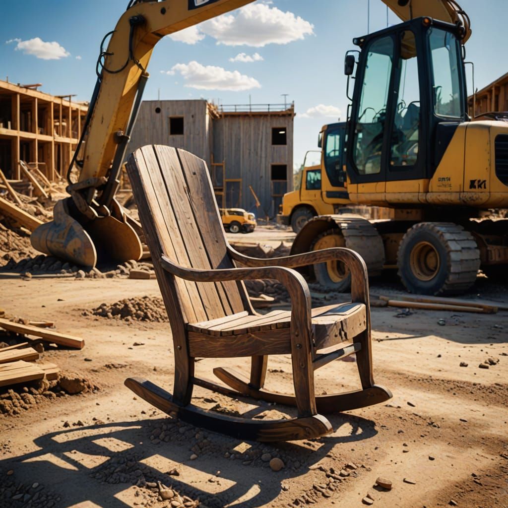 Rocking Chair in Construction Site, Industrial Photo