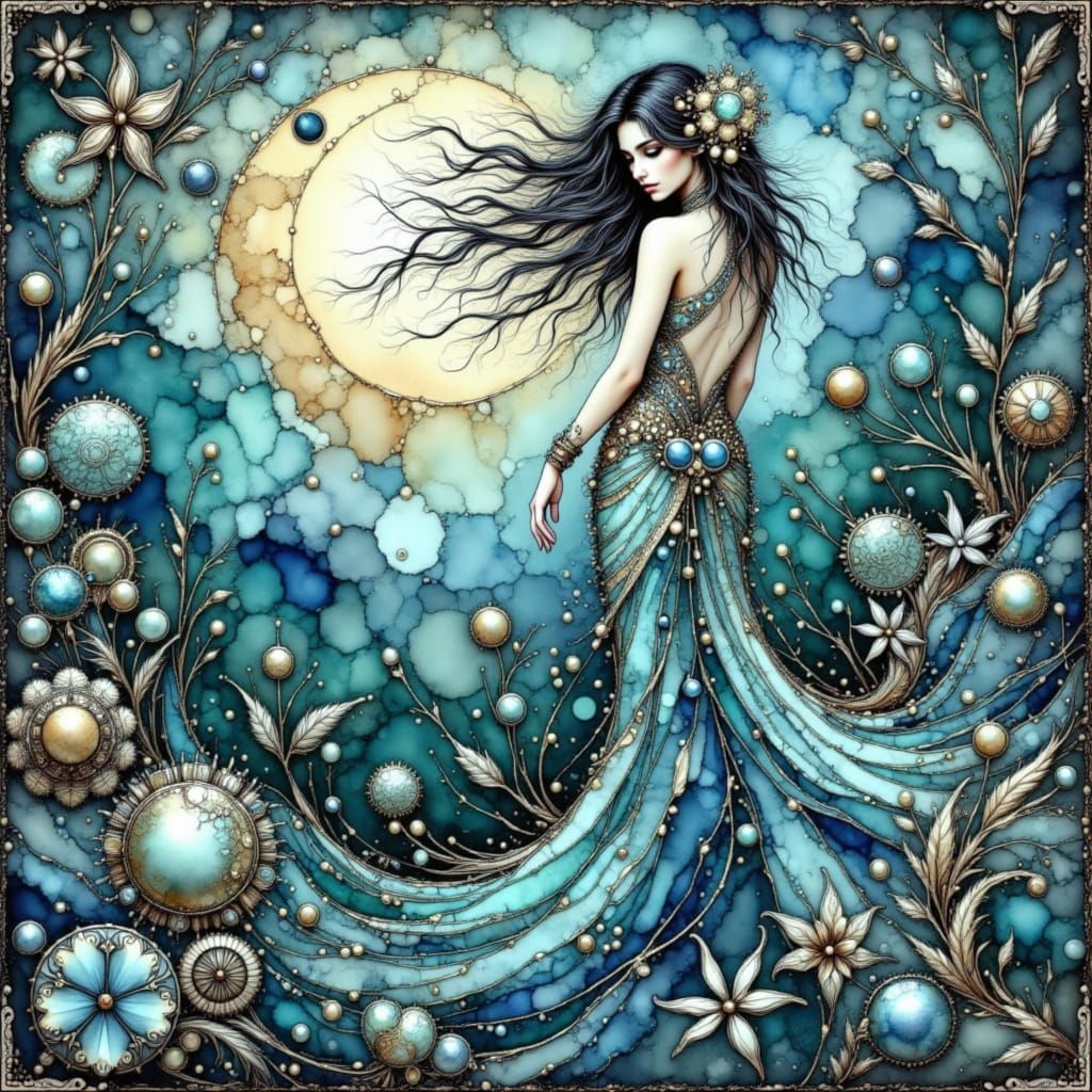 Ethereal Goddess Radiates Klimt-Inspired Opulence