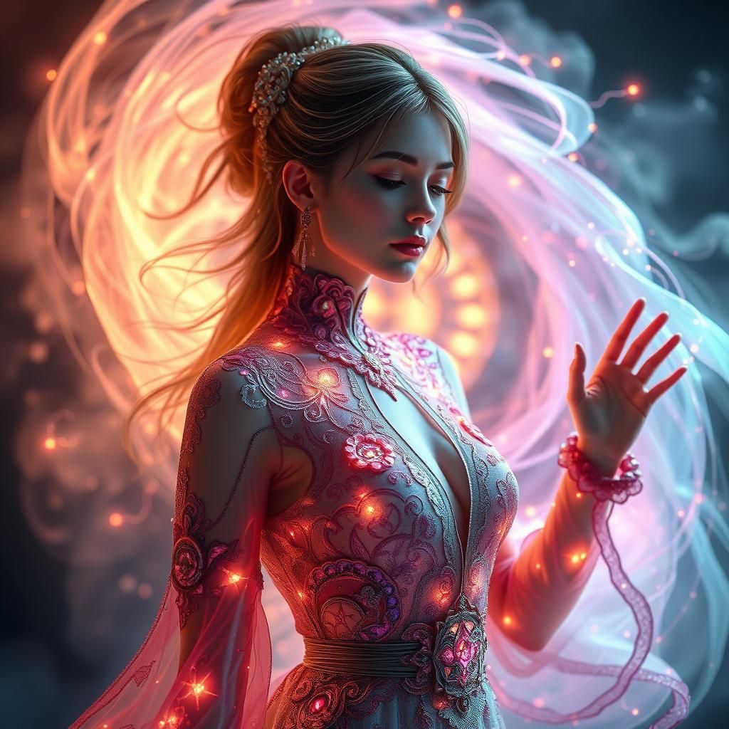 Ethereal Bioluminescent Energy Portrait