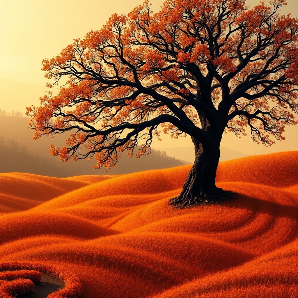 Majestic Autumn Tree in Vibrant Hues