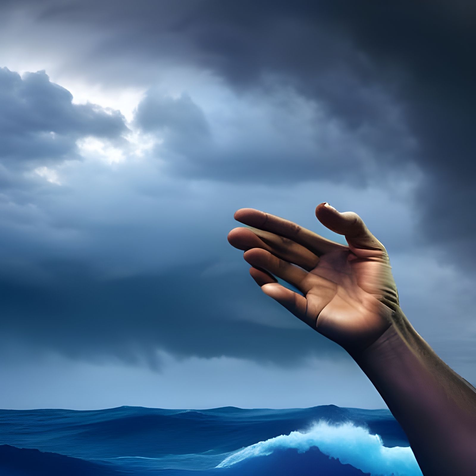 Hand reaching for God