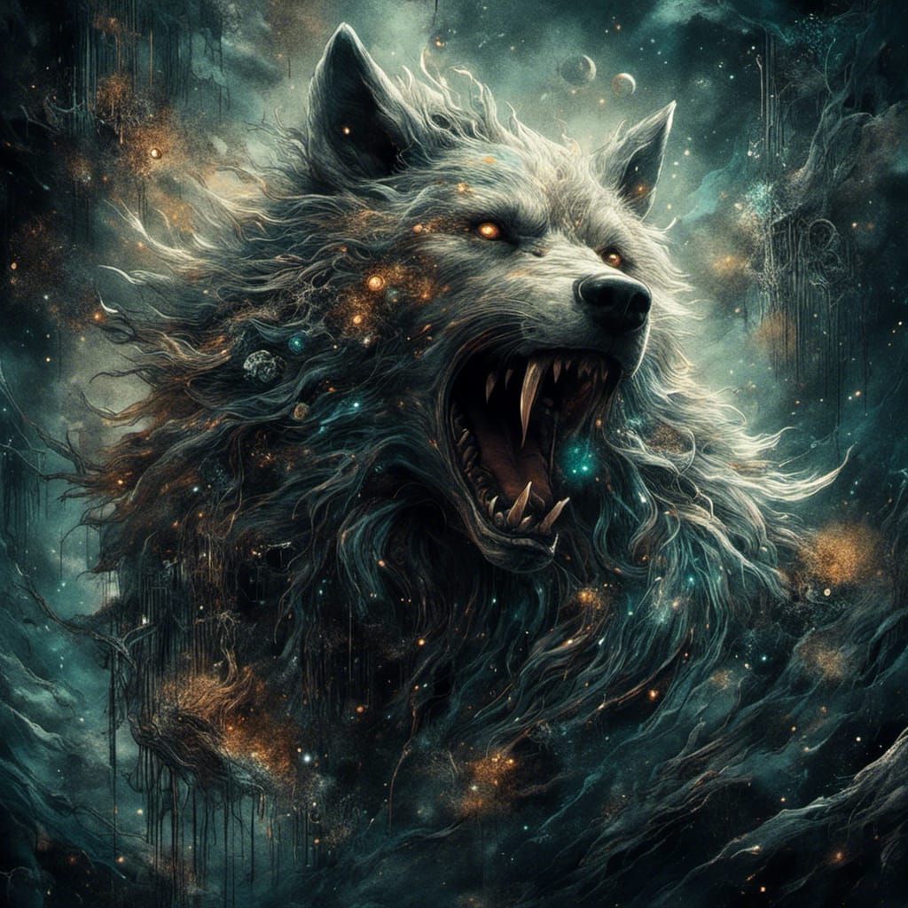 Luminous Ethereal Wolf in a Dark Fantasy Style