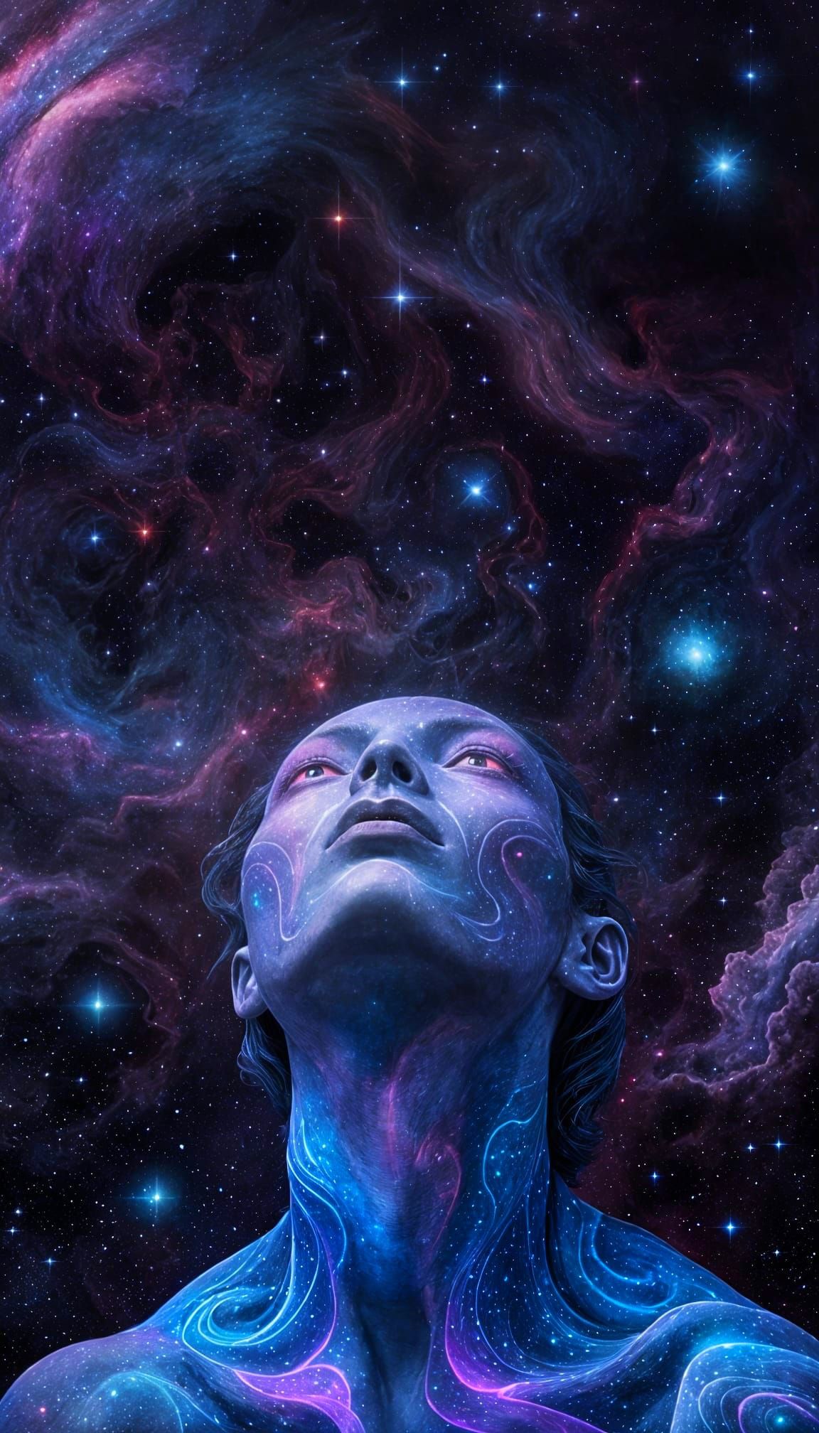 Astral Humanoid Gazing at the Stars