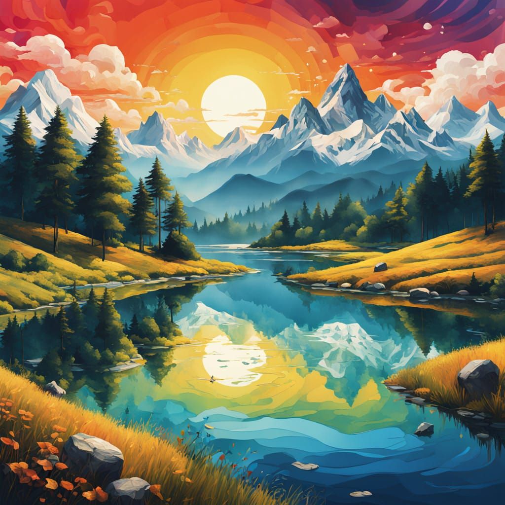 Hyper-Realistic Landscape in Vibrant 3D Art Style