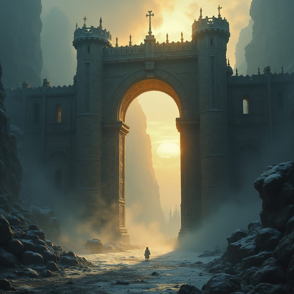 Majestic Gates of the North in Dramatic Fantasy Style