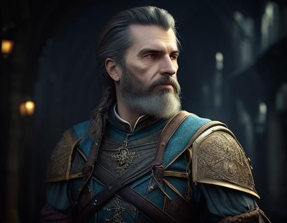 Medieval Fantasy City Traveler in Baldur's Gate Style