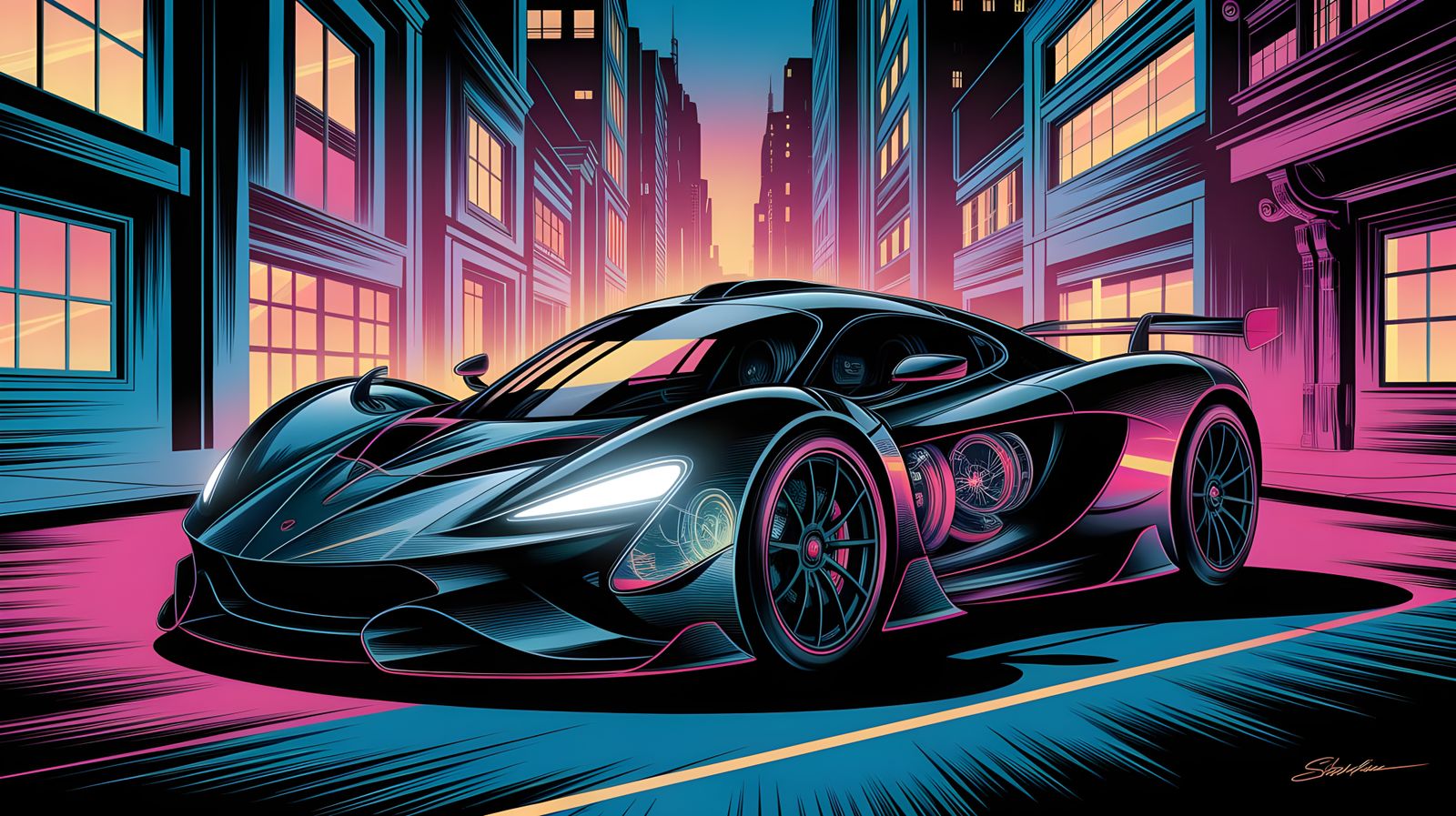 Cyberpunk Hypercar in Neon-Lit Cityscape