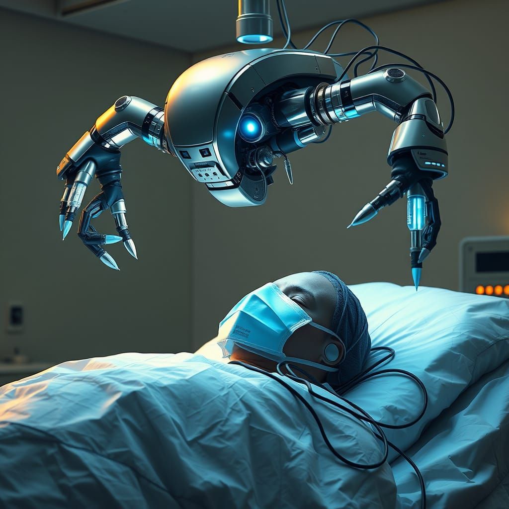 Surgical Robot in Futuristic High-Tech Style