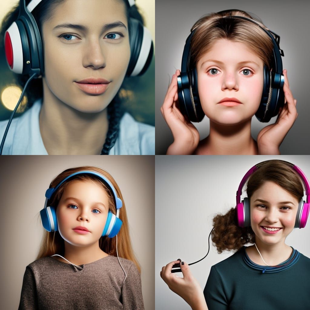 American Girl Listening to Music: Professional Portrait