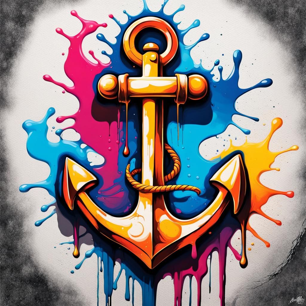 Anchor Graffiti Art in Splash Art Style