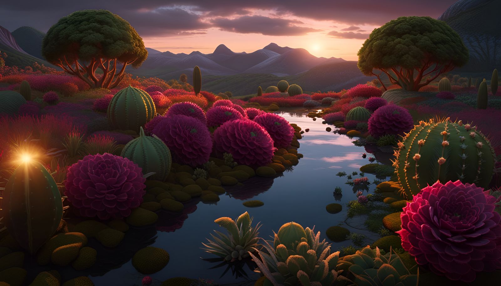 Sinister Prickly Garden Concept Art in Dark Fantasy Style