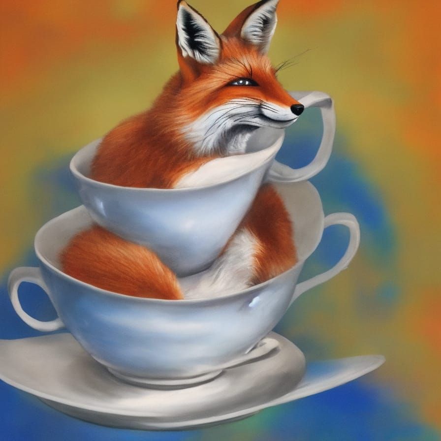 Fox in Teacup Drifts Through Space