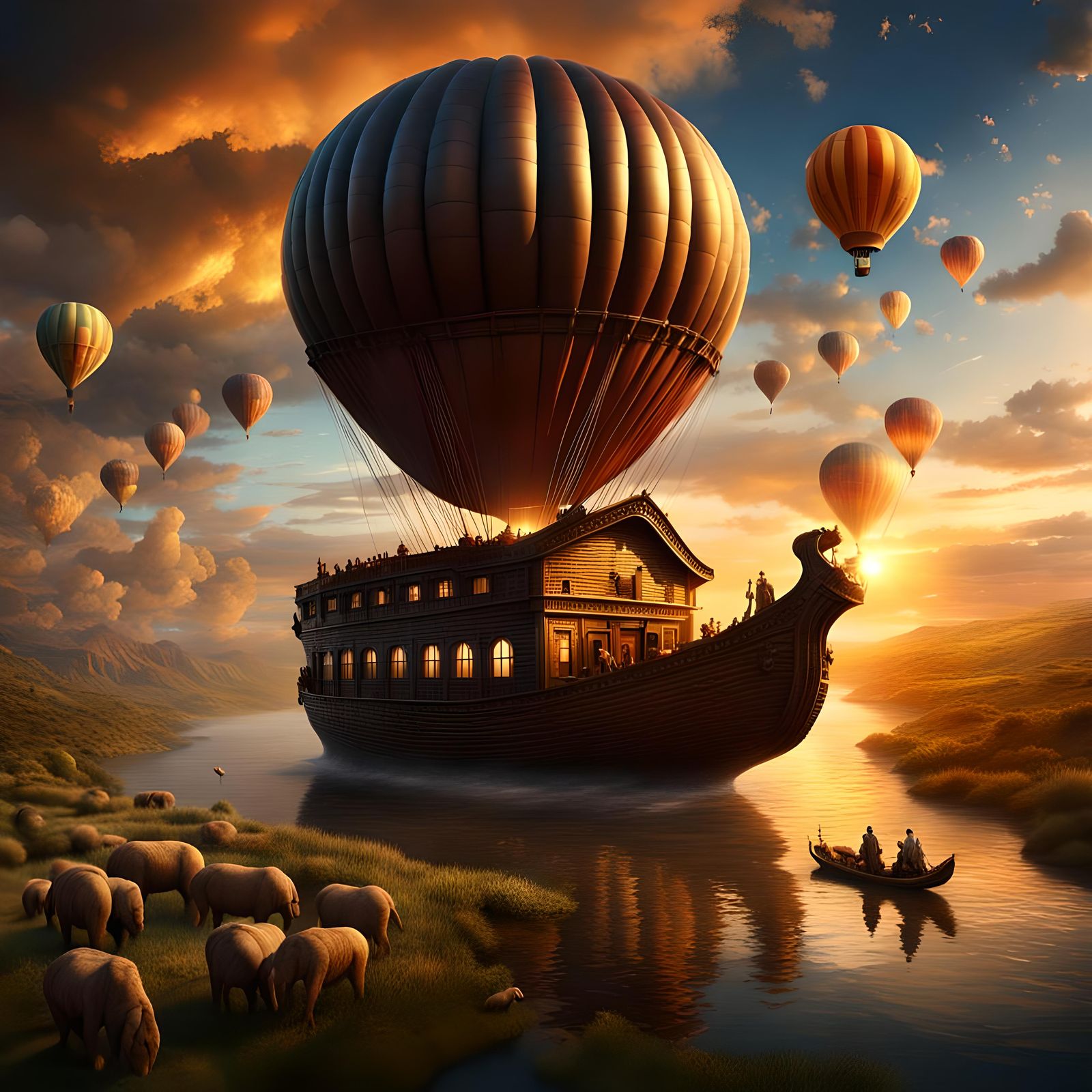 Noah's Ark Air Balloon at Sunset